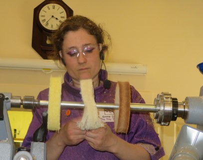 Polishing the pendant on the buffing tree